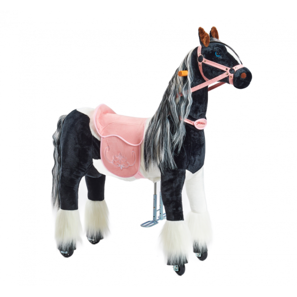 Механическая игрушка кузнечик на колесах Ponnie Domino M с розовым седлом