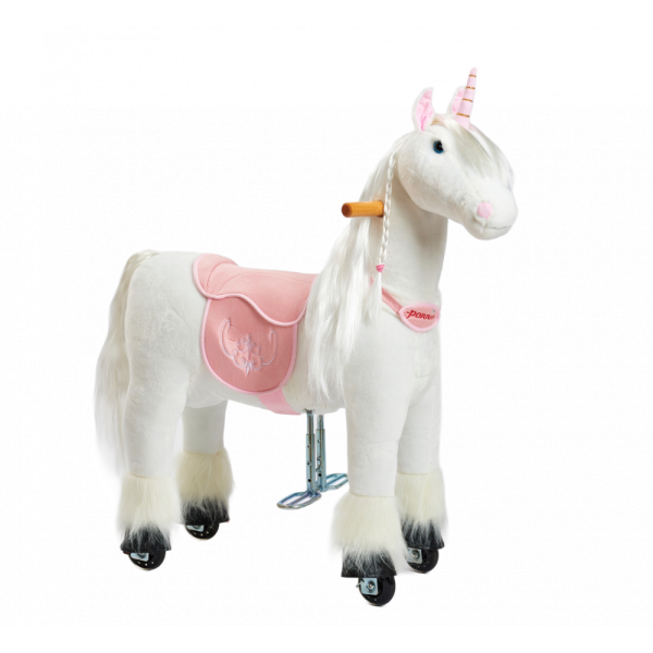 Механічна іграшка коник на колесах Ponnie Merlin S з рожевим сідлом