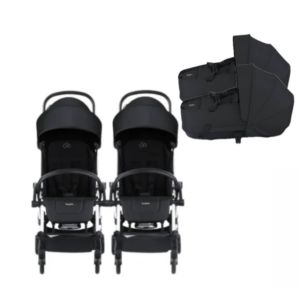 Коляска 2в1 для двійні Bumprider Connect 3 + аксесуари шасі White