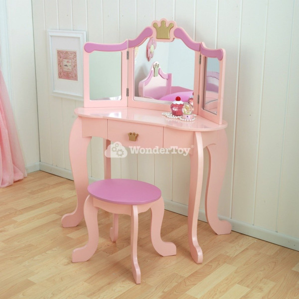 Деревянный туалетный столик с сиденьем Princess Kidkraft 76123