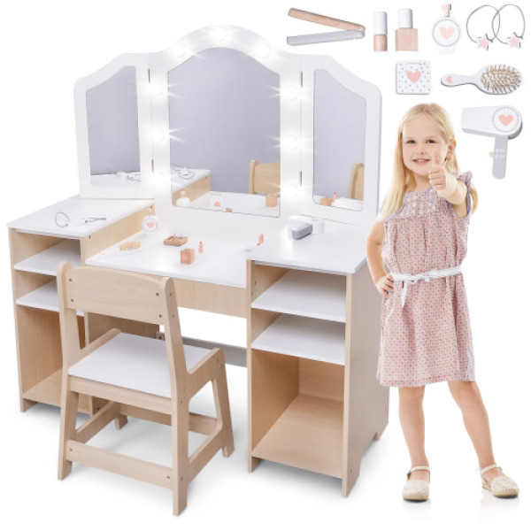 Детский туалетный столик Mamabrum с табуретом и LED подсветкой MAM238 VANITY TABLE