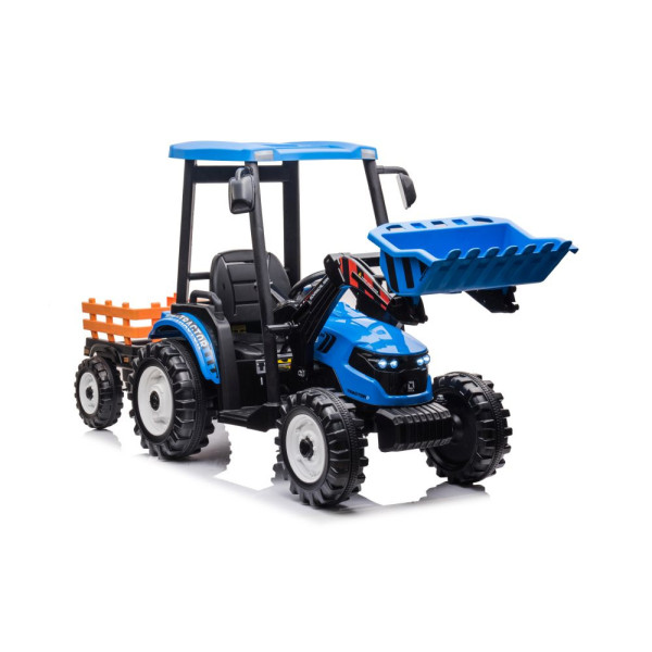 Дитячий електромобіль LEANToys трактор з лопатою і причепом Hercules Blue 24V