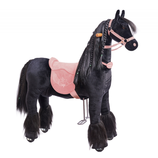 Механическая игрушка кузнечик на колесах Ponnie Ebony M с розовым седлом