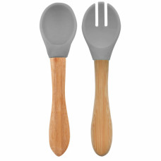 Ложка и вилка силиконовая MinikOiOi Dig In - Powder Grey