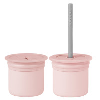 Чашка-контейнер с силиконовой трубочкой MinikOiOi Sip+Snack - Pinky Pink / Powder Grey