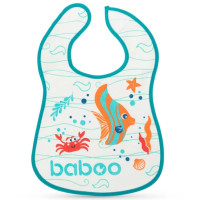 Нагрудник хлопковый BABOO белый, Sea Life, 3+ мес