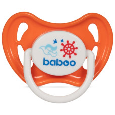Пустышка симметричная BABOO силиконовая, оранжевая, Marine, 6+ мес