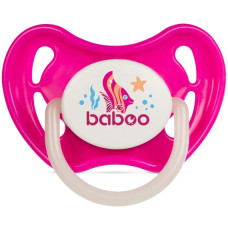 Пустышка симметричная BABOO силиконовая, светящаяся в темноте, розовая, Sea Life, 6+ месяцев