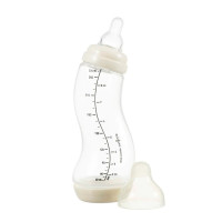 Антиколиковая бутылочка для кормления с силиконовой соской 250 мл Difrax S-bottle Natural, Popcorn