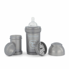 Антиколиковая бутылочка с силиконовой соской 180мл Twistshake Pearl Grey