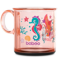 Чашка с нескользящим дном BABOO, 170 мл, Sea Life, розовая, 12+ мес