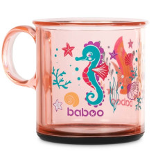 Чашка с нескользящим дном BABOO, 170 мл, Sea Life, розовая, 12+ мес