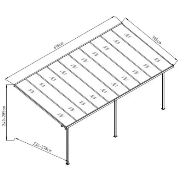 Пергола террасная пристенная HARDMAISTER ATLANTA 6x3m