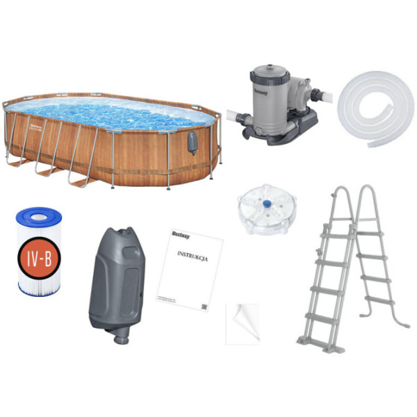 Каркасный бассейн Bestway 610x366x122+доска 10в1+LED 56719