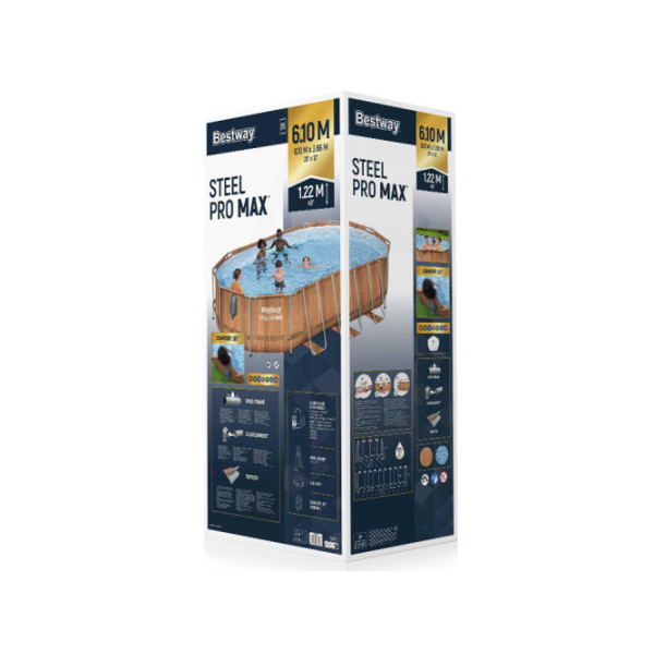 Каркасный бассейн Bestway 610x366x122+доска 10в1+LED 56719