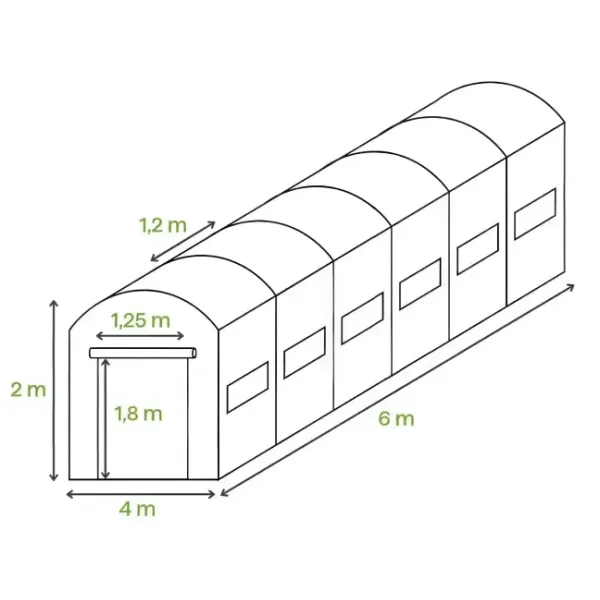 Садовая теплица-парник 24m2 Cultivo 3x8x2 green 007278