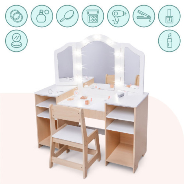 Детский туалетный столик Mamabrum с табуретом и LED подсветкой MAM238 VANITY TABLE