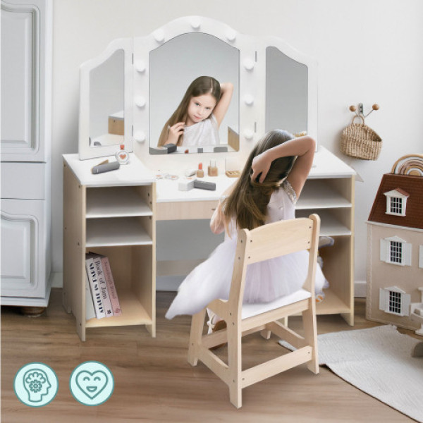 Детский туалетный столик Mamabrum с табуретом и LED подсветкой MAM238 VANITY TABLE