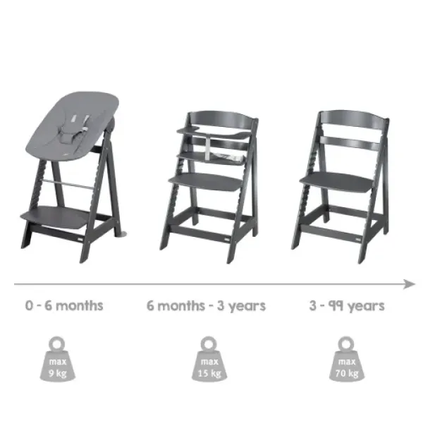 Стульчик для кормления/шезлонг 2в1 Roba Born Up Gray
