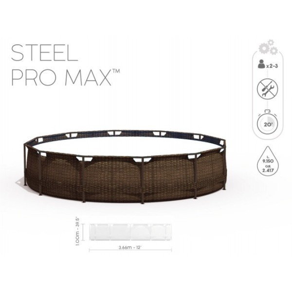 Каркасний басейн Bestway 366x100 см 9в1 56709 Ротанг