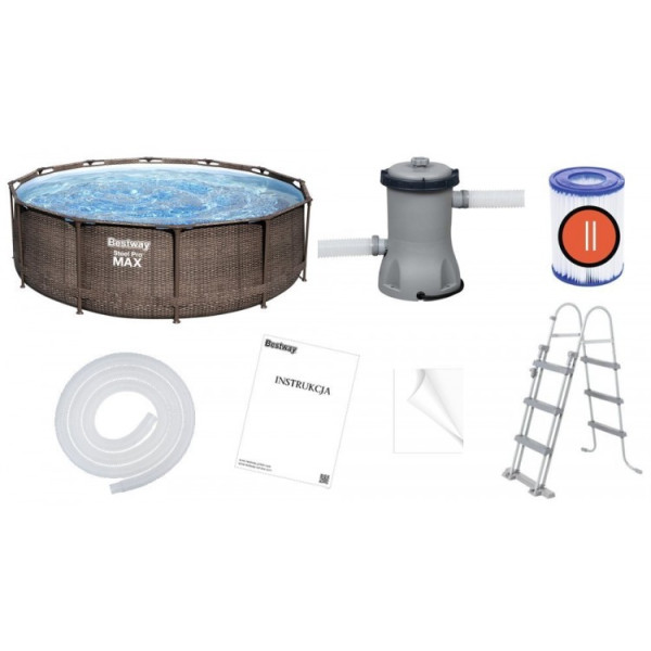 Каркасний басейн Bestway 366x100 см 9в1 56709 Ротанг