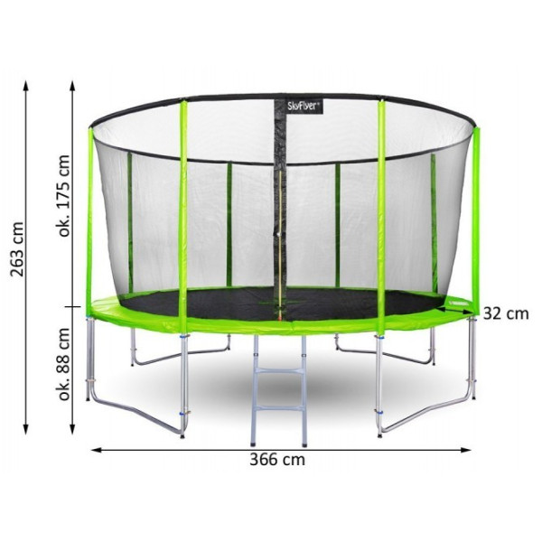 Батут садовый SKYFLYER RING 2в1 366см 12FT TR0030