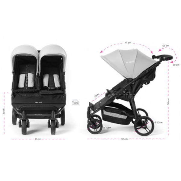 Прогулянкова коляска для двійні Baby Monsters EASY TWIN 3.0S LT