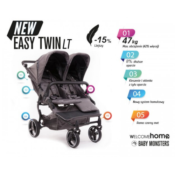 Прогулянкова коляска для двійні Baby Monsters EASY TWIN 3.0S LT