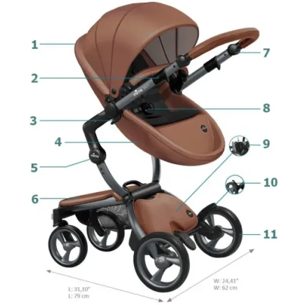 Коляска 2в1 Mima XARI 4G шасси - Rose Gold
