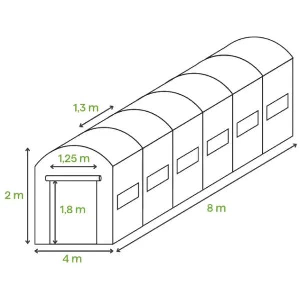 Садовая теплица-парник 32m2 Cultivo 4x8x2 Green