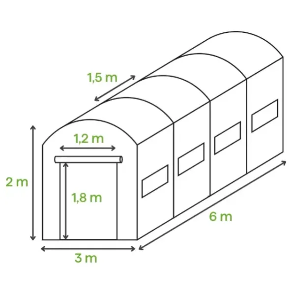 Садова теплиця-парник 18m2 Cultivo 3x6x2