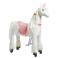 Механическая игрушка кузнечик на колесах Ponnie Merlin M с розовым седлом