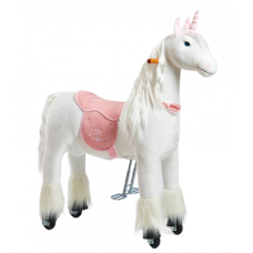 Механическая игрушка кузнечик на колесах Ponnie Merlin M с розовым седлом