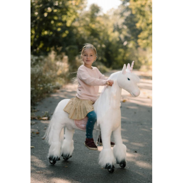 Механическая игрушка кузнечик на колесах Ponnie Merlin M с розовым седлом