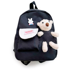 Детский рюкзак Evo-kids Small-Bear Black (арт. 2418-1 Bear Black) - ткань черная / игрушка медведь (коробок 1 шт.)