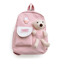 Детский рюкзак Evo-kids Small-Bear Pink (арт. 2418-1 Bear Pink) - ткань розовая / игрушка медведь (коробок 1 шт.)
