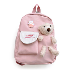 Детский рюкзак Evo-kids Small-Bear Pink (арт. 2418-1 Bear Pink) - ткань розовая / игрушка медведь (коробок 1 шт.)