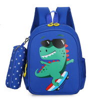 Дитячий рюкзак Evo-Kids Small Dino Skate Blue (арт. 2418-24 Blue Dino Skate) - тканина синя / малюнок динозавр на скейті (коробок 1 шт.)