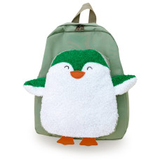 Детский рюкзак Evo-kids Small-Pinguin Green (арт. 2418-3-Green-pinguin) - ткань зеленая / рисунок пингвин