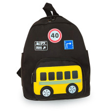 Дитячий наплічник Evo-Kids Small Bus Black (арт. 2418-7 Black Bus) - тканина чорна / малюнок автобус (коробок 1 шт.)