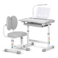Комплект меблів Evo-Kids (стіл+стілець+полиця+лампа) BD-20 G - стільниця біла / колір пластика сірий (коробок-1 шт.)
