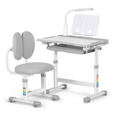 Комплект мебели Evo-Kids (стол+стул+полка+лампа) BD-20 G - столешница белая / цвет пластика серый (коробок-1 шт.)