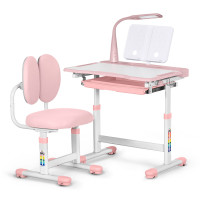 Комплект меблів Evo-Kids (стіл+стілець+полиця+лампа) BD-20 PN - стільниця біла / колір пластика рожевий (коробок-1 шт.)