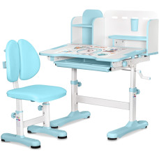 Комплект мебели (стол + стульчик + полка) Evo-kids BD-28 Panda Blue (арт. BD-28 BL) - столешница белая / цвет пластика голубой (коробок-1 шт.)