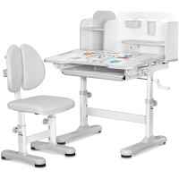 Комплект мебели (стол + стульчик + полка) Evo-kids BD-28 Panda Grey (арт. BD-28 G) - столешница белая / цвет пластика серый (коробок-1 шт.)
