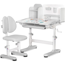 Комплект мебели (стол + стульчик + полка) Evo-kids BD-28 Panda Grey (арт. BD-28 G) - столешница белая / цвет пластика серый (коробок-1 шт.)