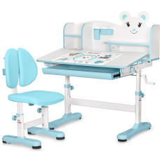 Комплект мебели (стол + стульчик + полка) Evo-kids BD-29 Panda XL Blue (арт. BD-29 BL) - столешница белая / цвет пластика голубой (коробок-1 шт.)