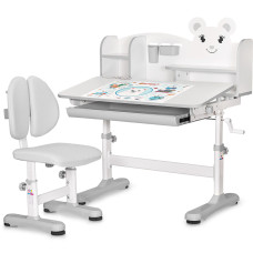 Комплект мебели (стол + стульчик + полка) Evo-kids BD-29 Panda XL Grey (арт. BD-29 G) - столешница белая / цвет пластика серый (коробок-1 шт.)