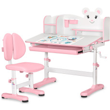 Комплект мебели (стол + стульчик + полка) Evo-kids BD-29 Panda XL Pink (арт. BD-29 PN) - столешница белая / цвет пластика розовый (коробок-1 шт.)