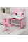 Комплект мебели (стол + стульчик + полка) Mealux Wave Pink (арт. BD-31 PN) - столешница белая / накладки на ножках розовые (коробок-1шт.)